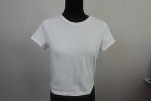 Chic Gold Hinge White Cropped Short Sleeve Top - Size S